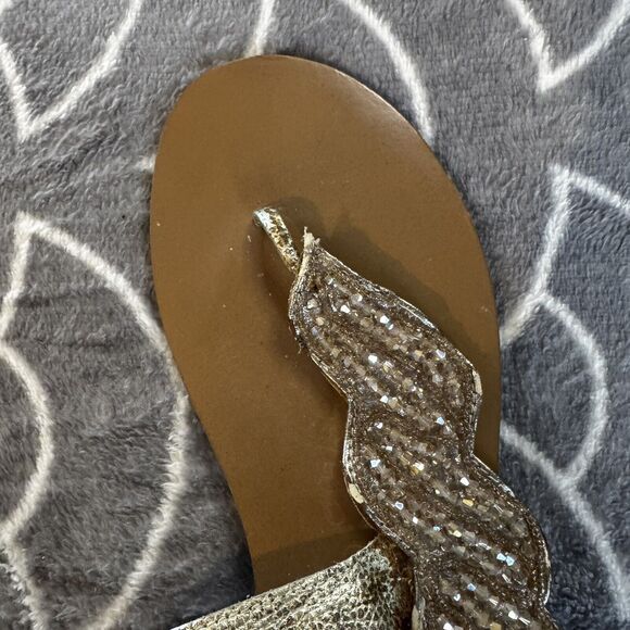 Naughty Monkey Tan Leather Open Toe Thong Sandals Women's Sz 9.5 - Picture 11 of 15